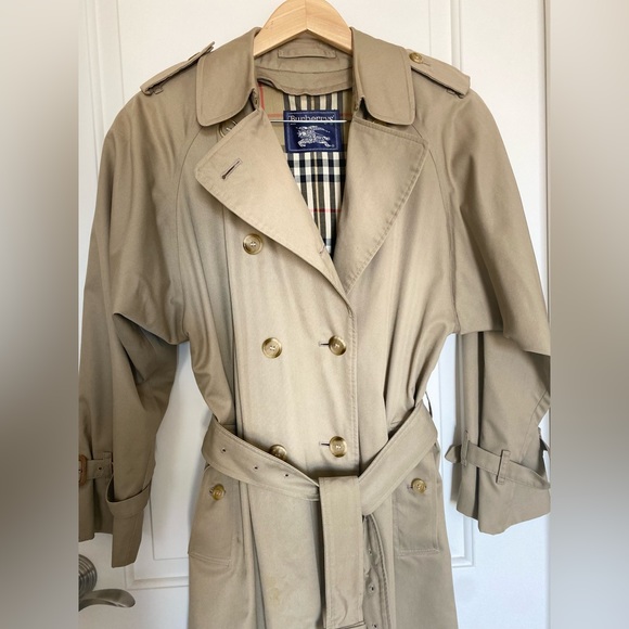 Unique Vintage Burberry Tan Trench Coat w/ Removable Wool Liner Sz 10 XXLong - Picture 2 of 15